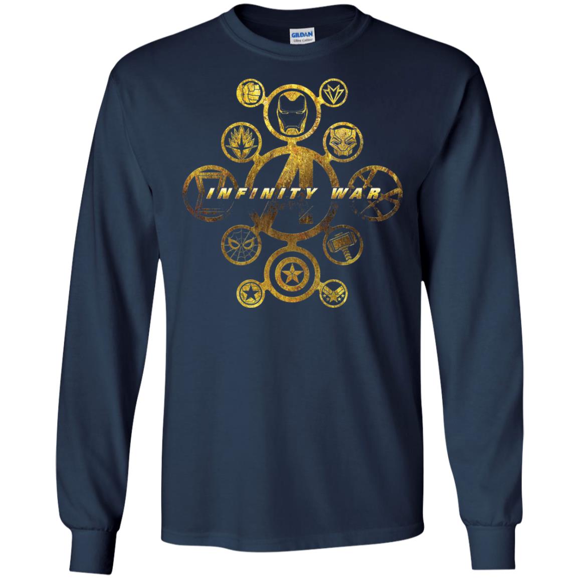 Infinity War Gold Hero Movie T-shirt Navy