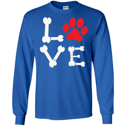 Love My Dog Red Pawprint Dog Bones T-shirt Royal