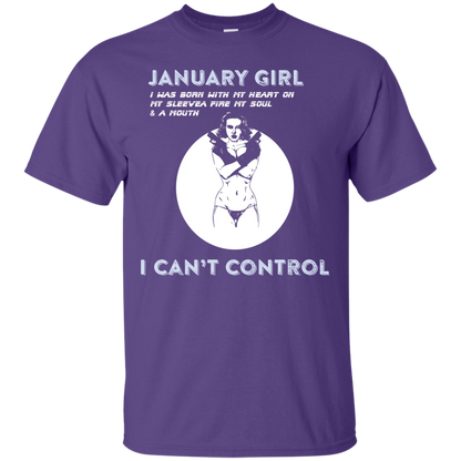 January Girl I Was Born With My Heart T-shirt Purple