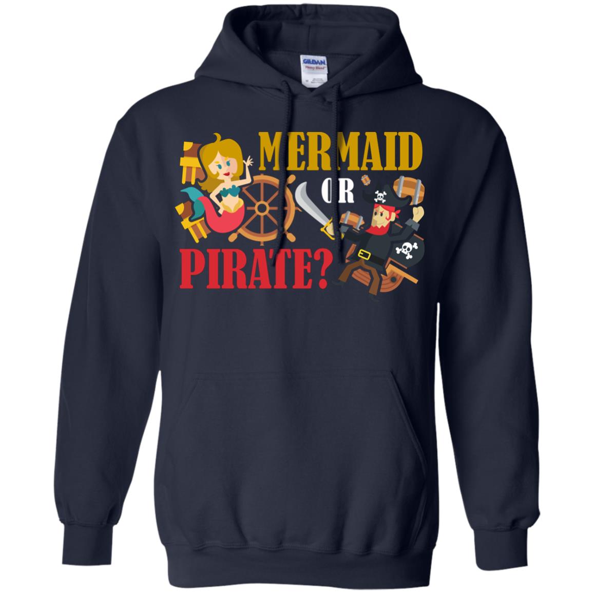 Mermaid Or Pirate Gift Shirt For Boys And Girls Navy