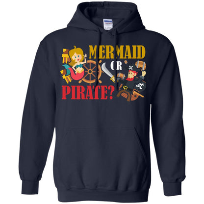 Mermaid Or Pirate Gift Shirt For Boys And Girls Navy