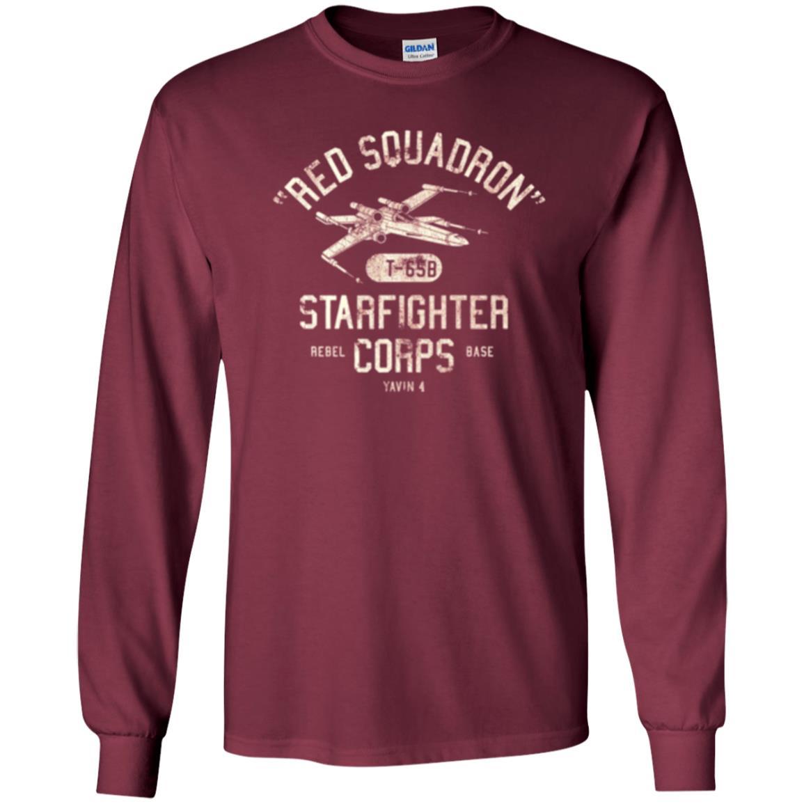 Film T-shirt Red Squadron T-65b Starfighter Rebel Corps Base Maroon