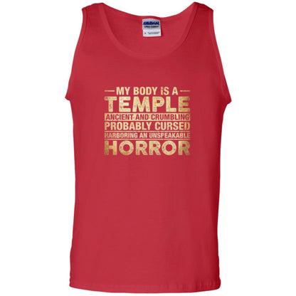 My Body Is A Temple Ancient And Crumbling Probably Cursed T-shirt Red