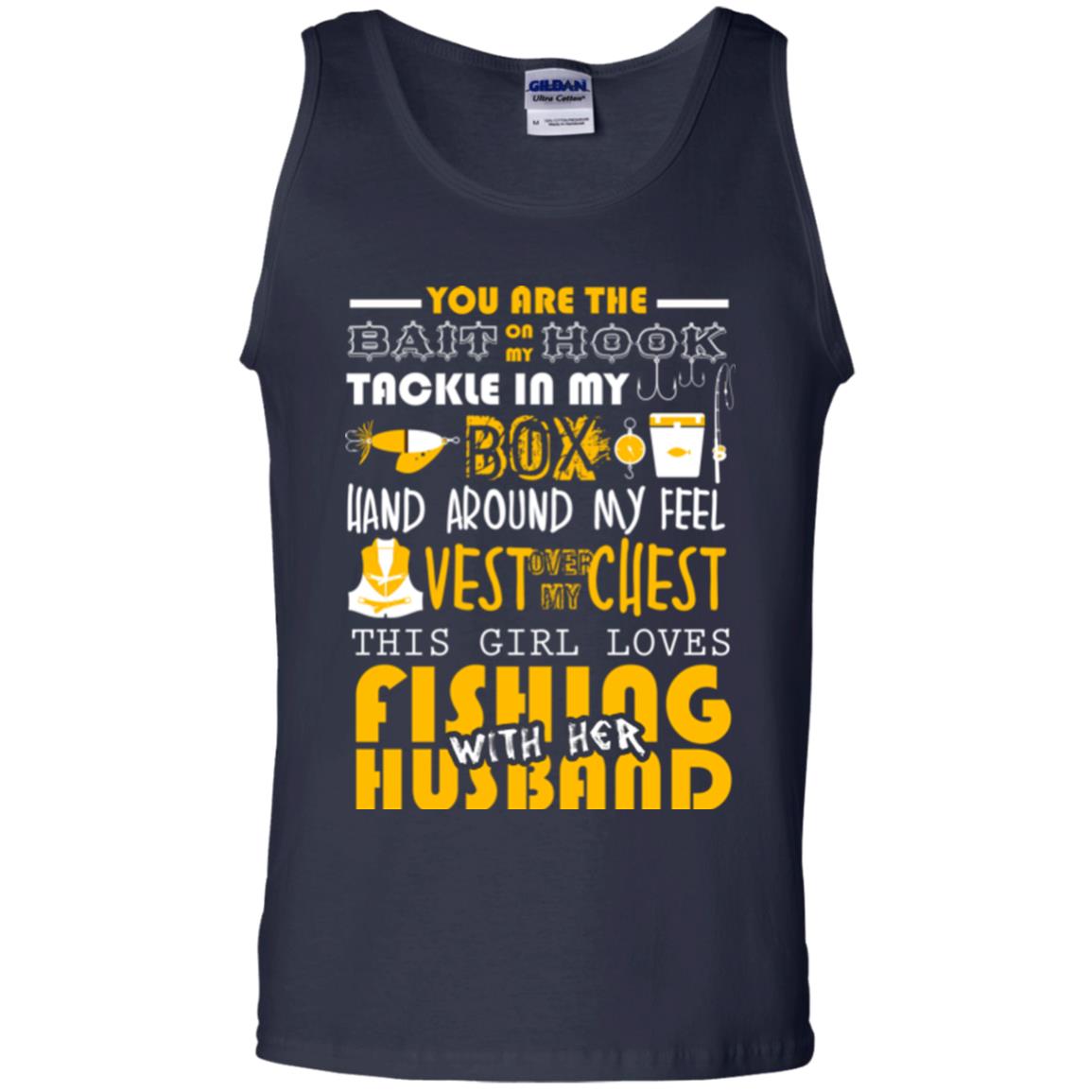 Fishing Lover T-shirt This Girl Loves Fishing With Her Husband Navy