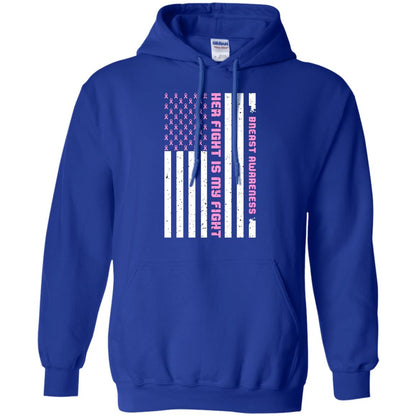 Breast Awareness His Fight Is My Fight Pink Ribbon Stars Flag Of Usa Shirt Royal