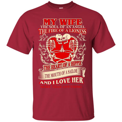 My Wife The Soul Of An Angel And I Love Her More Than Anything Husband Shirt Cardinal