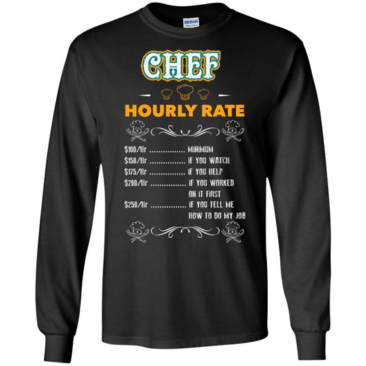 Chef Hourly Rate Cooking Cooker Gift Shirt Black