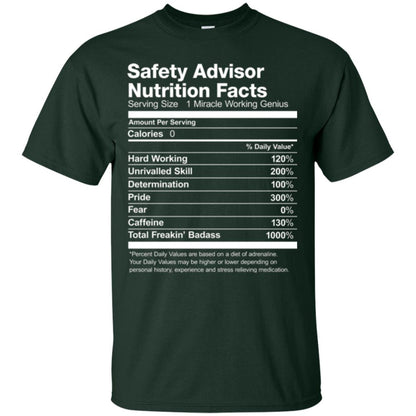 Safety Advisor Nutrition Facts Funny T-shirt Forest