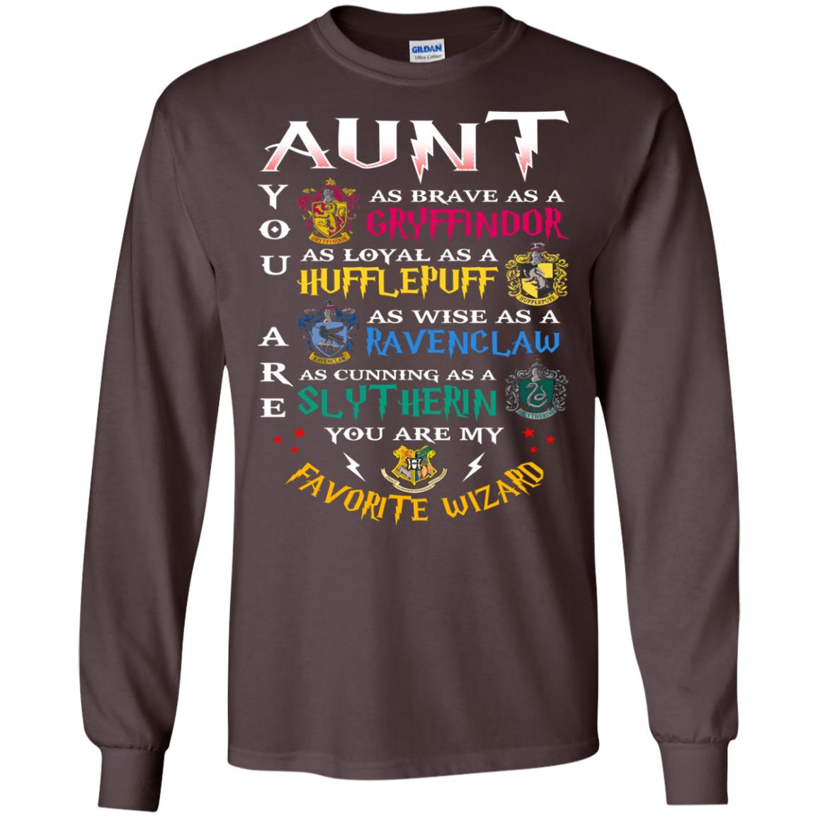 Aunt My Favorite Wizard Harry Potter Fan T-shirt Dark Chocolate