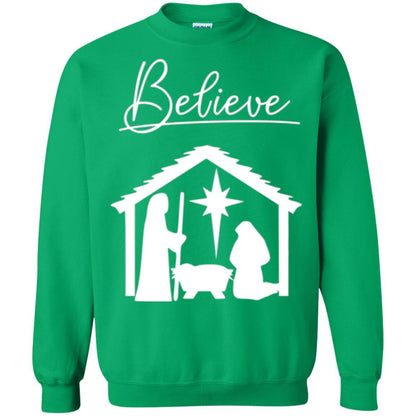 Christian Christmas T-shirt Believe Jesus Celebrate Irish Green