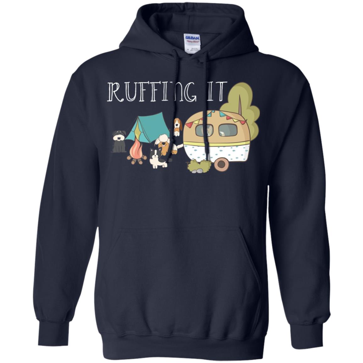 Ruffing It Camping With Dogs Camper T-shirt Navy