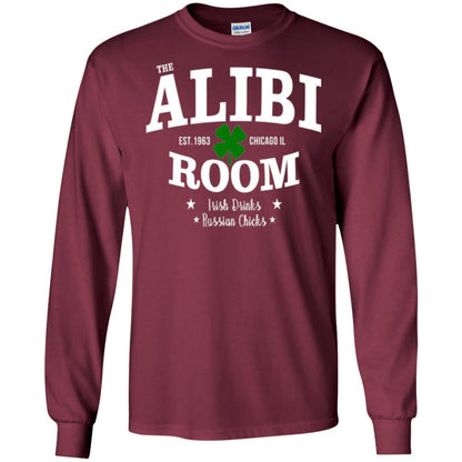 Wine Lovers T-shirt The Alibi Room Est.1963 Chicagoil Irish Drinks Russian Chick Maroon