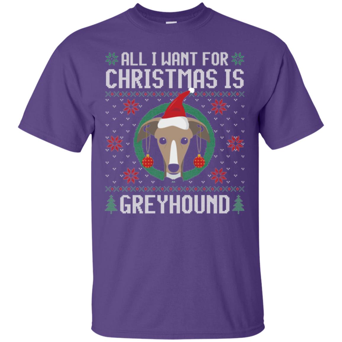 Chirstmas T-shirt All I Want For Christmas Is Greyhound Purple