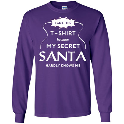 Christmas T-shirt I Got This T-shirt Because My Secret Santa Hardly Knows Me Purple