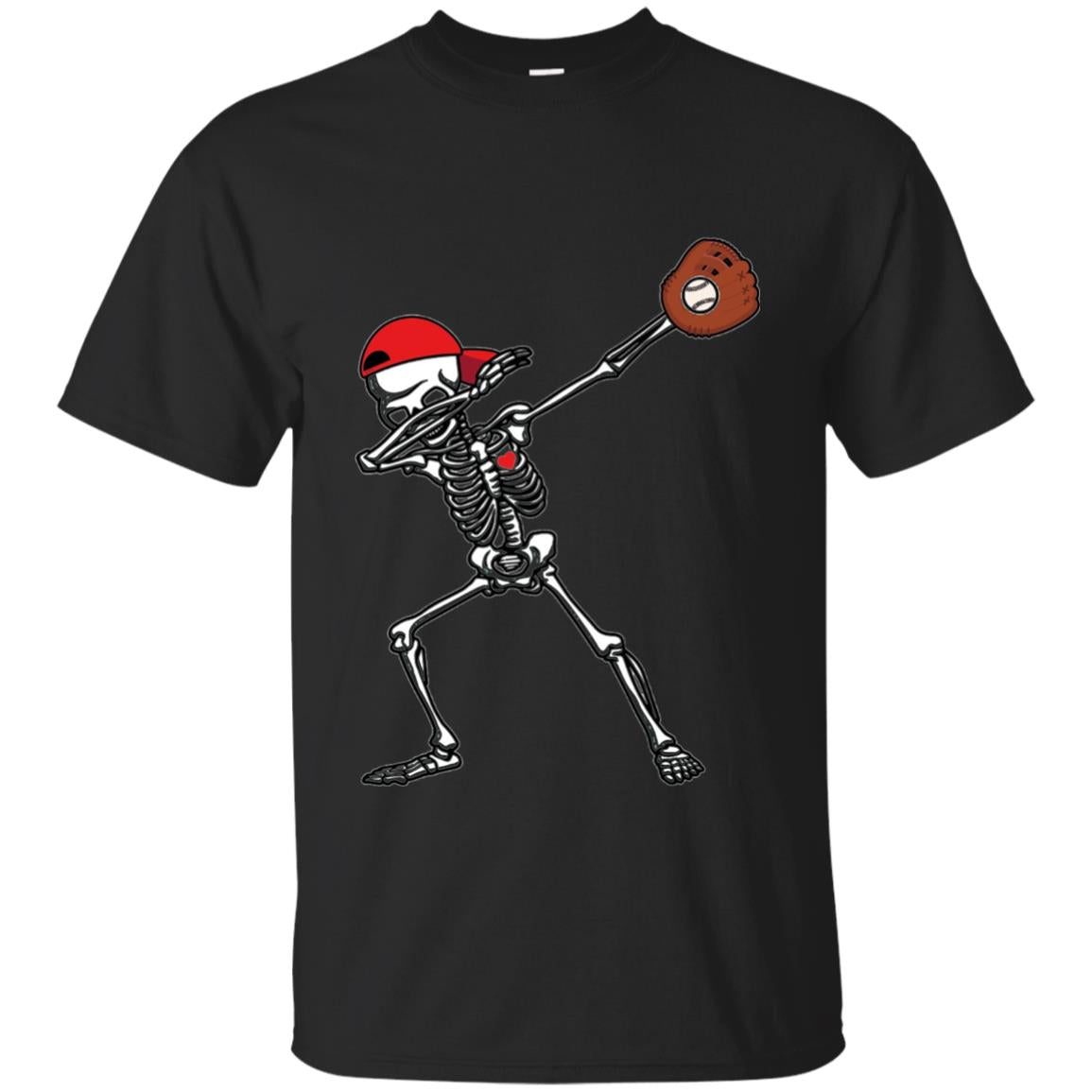 Dabbing Skeleton Baseball Lover T-shirt Black
