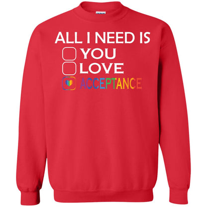 All I Need Is Acceptance Lgbt Shirt Red
