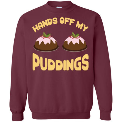 Christmas T-shirt Hands Off My Puddings Maroon