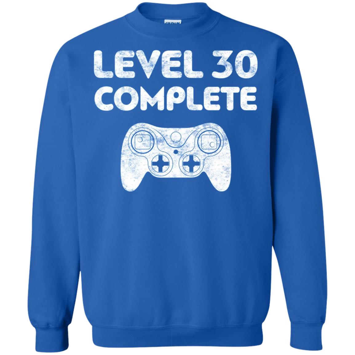Level 30 Complete Video Gamer 30th Birthday Shirt Royal