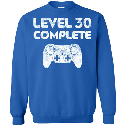 Level 30 Complete Video Gamer 30th Birthday Shirt Royal