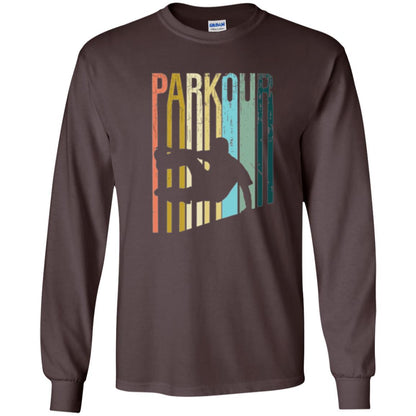 Parkour T-shirt Distressed Style Parkour Silhouette Dark Chocolate