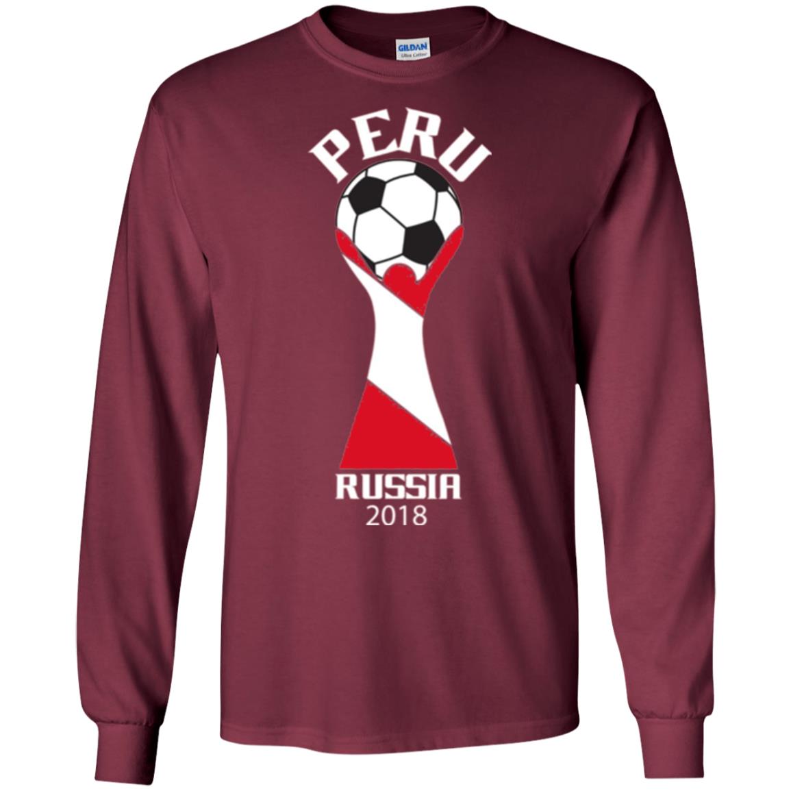 Football Lovers T-shirt Peru Russia 2108 Maroon
