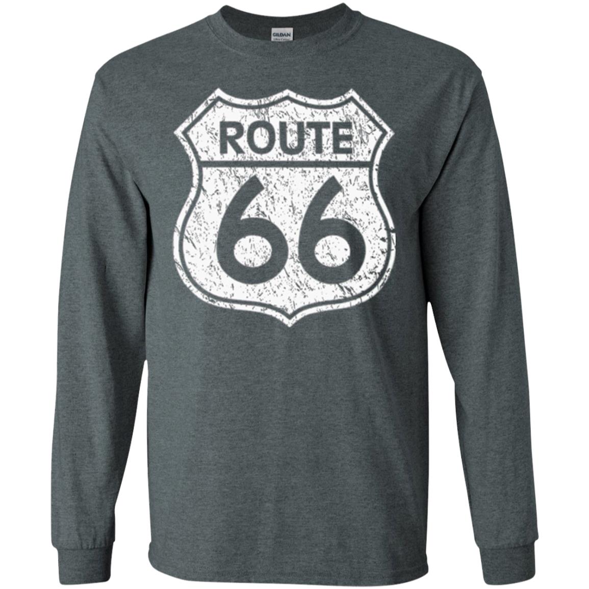 Historical Route 66 Distressed Vintage Look T-shirt Dark Heather