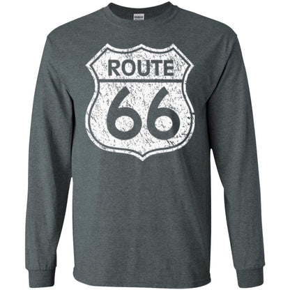 Historical Route 66 Distressed Vintage Look T-shirt Dark Heather