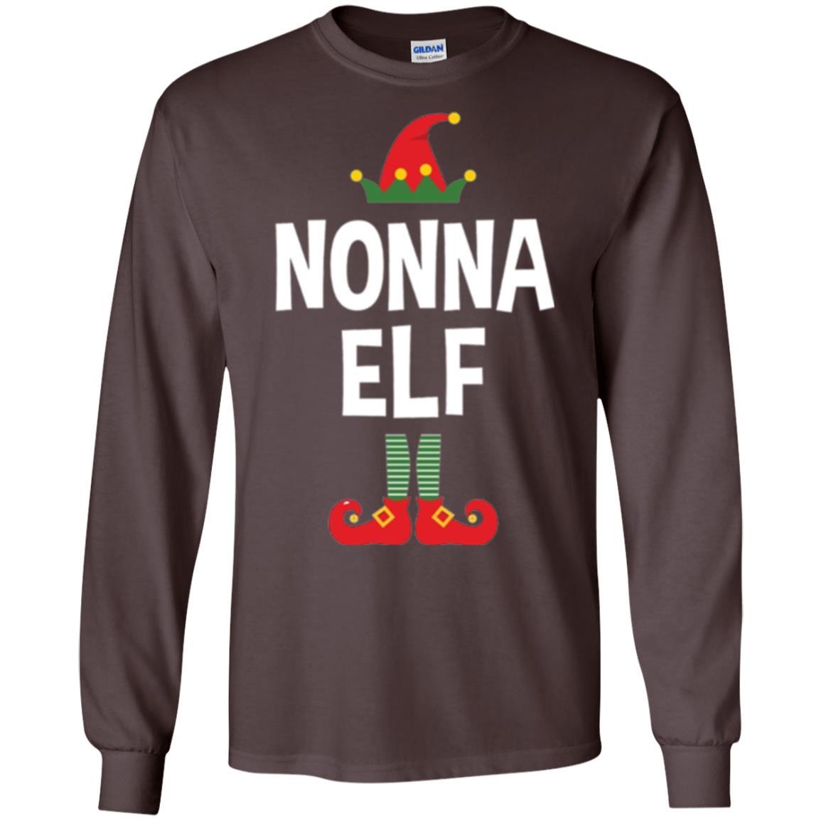 Christmas T-shirt Nonna Elf Christmas Pajamas Dark Chocolate