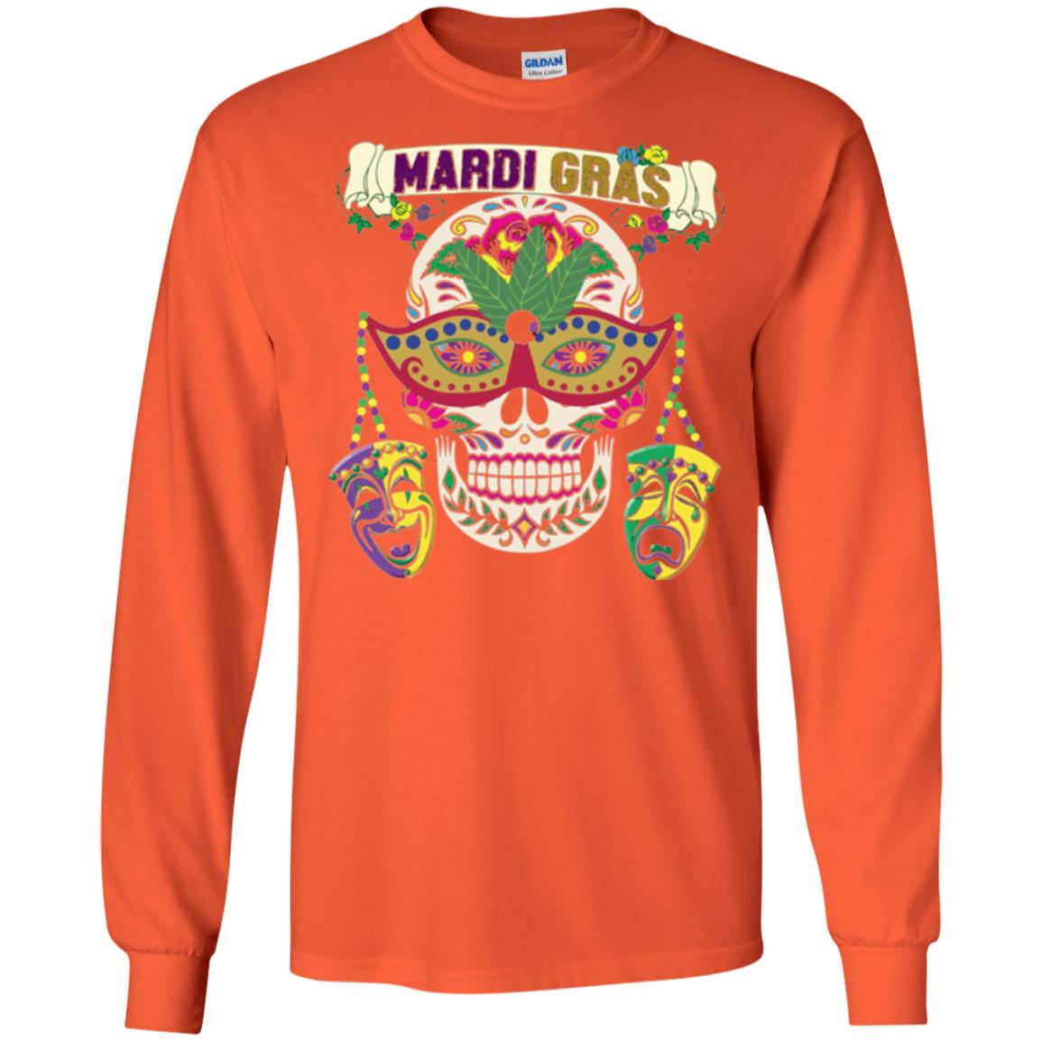 Mardi Gras Skull T-shirt Orange