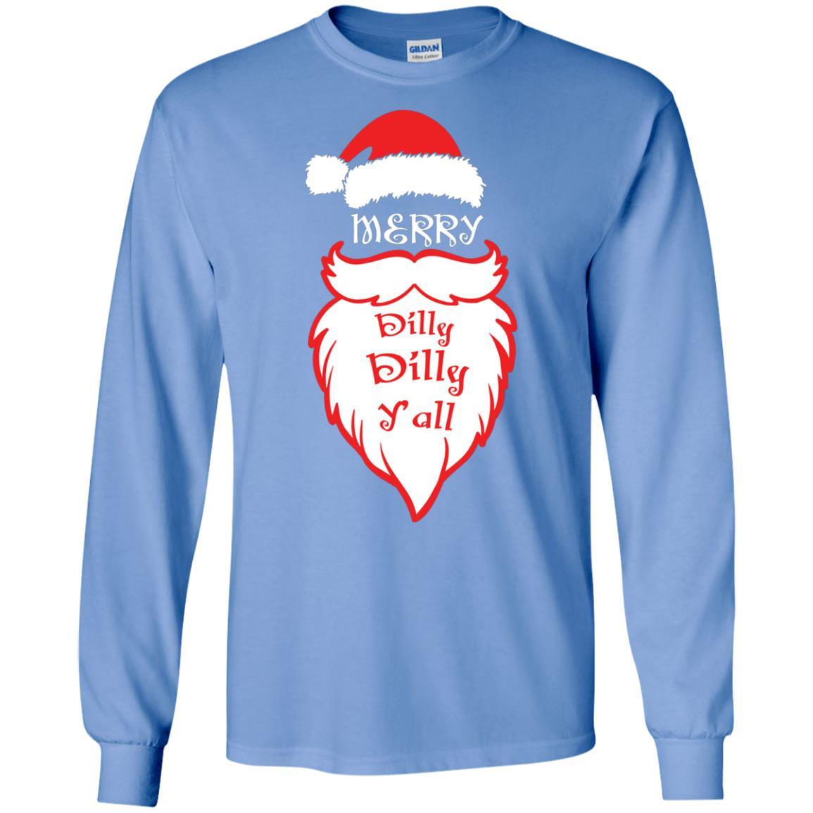 Christmas T-shirt Merry Dilly Dilly Y'all Carolina Blue