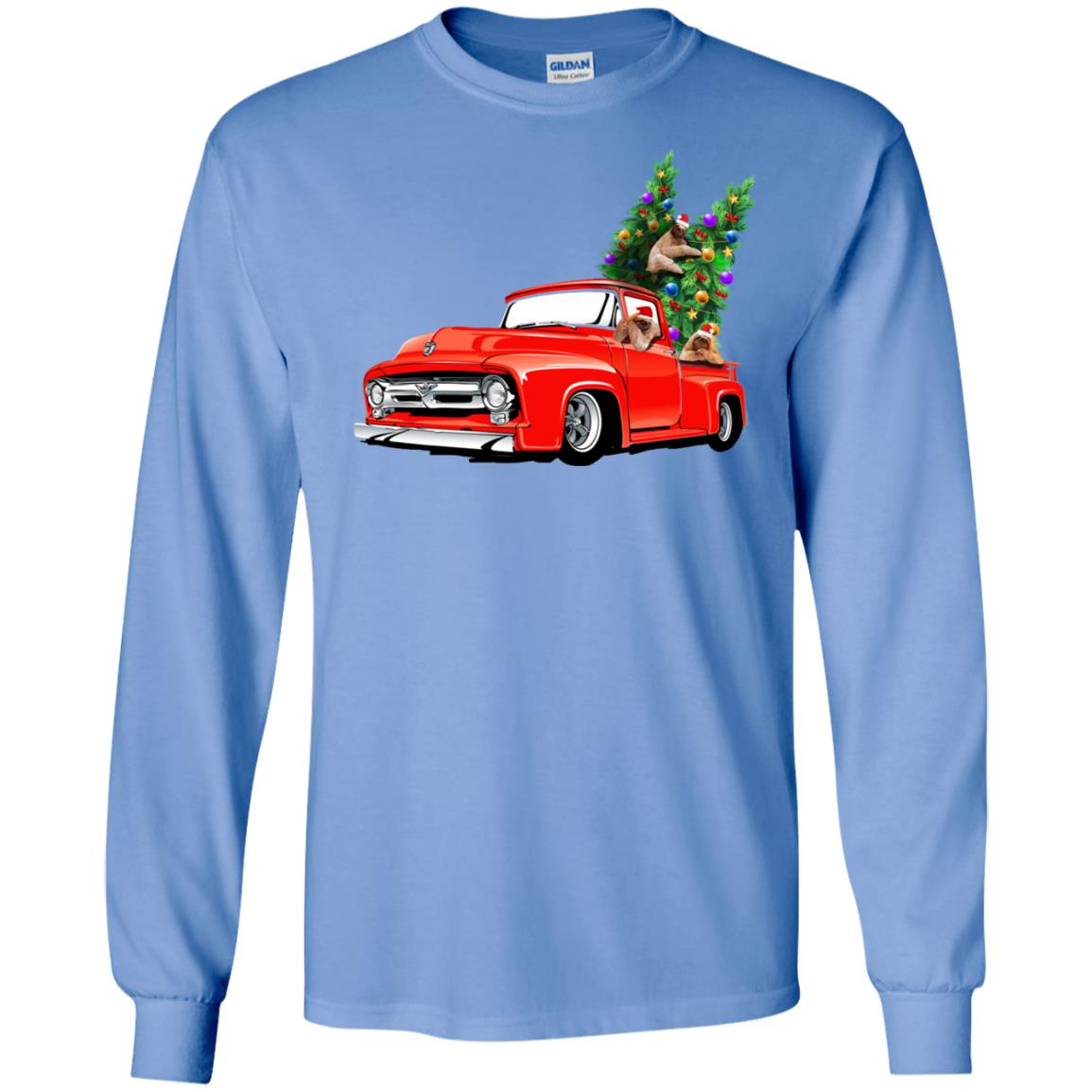 Christmas Tree And Sloths On Car X-mas Gift Shirt Carolina Blue