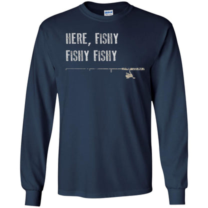 Fishing Lover T-shirt Here Fishy Fishy Navy