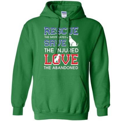 Dog Lover T-shirt Rescue The Mistreated Save The Injured Love The Abandoned Irish Green