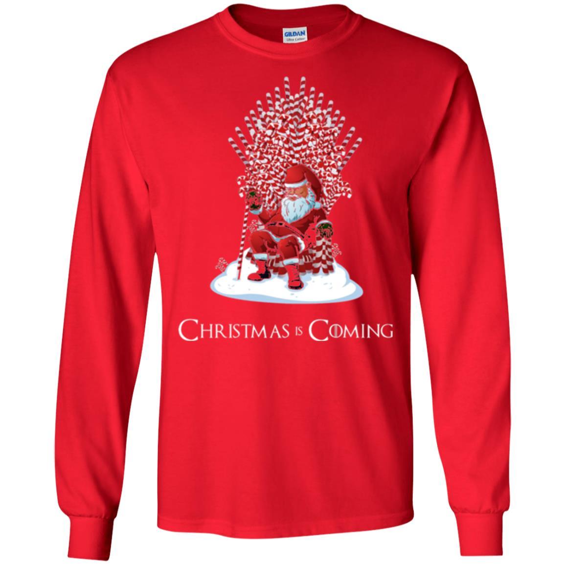 Christmas T-shirt Santa Candy Cane Throne Red