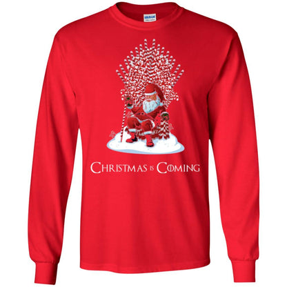 Christmas T-shirt Santa Candy Cane Throne Red