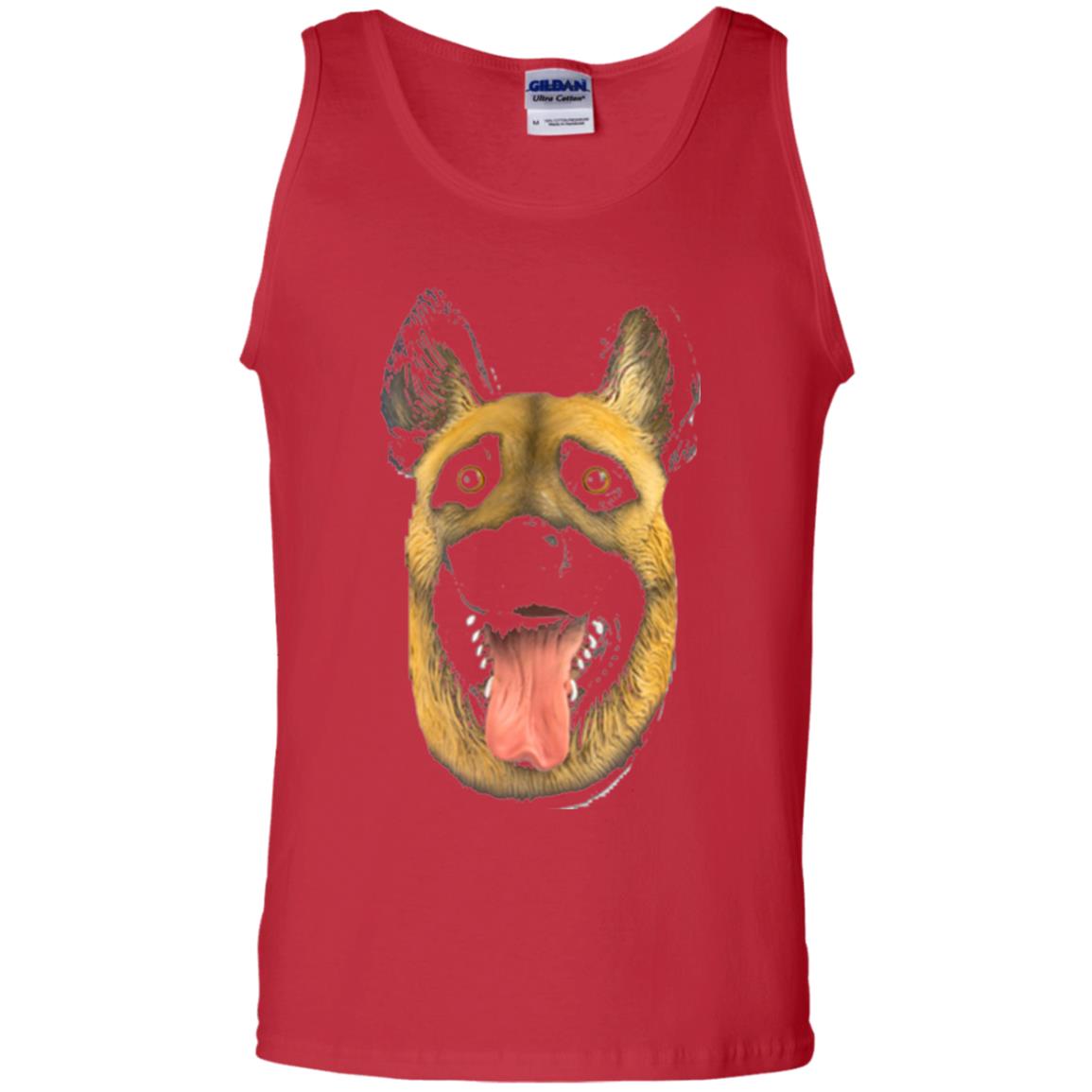 Dog Lover T-shirt Creepy Dog Head T-shirt Red