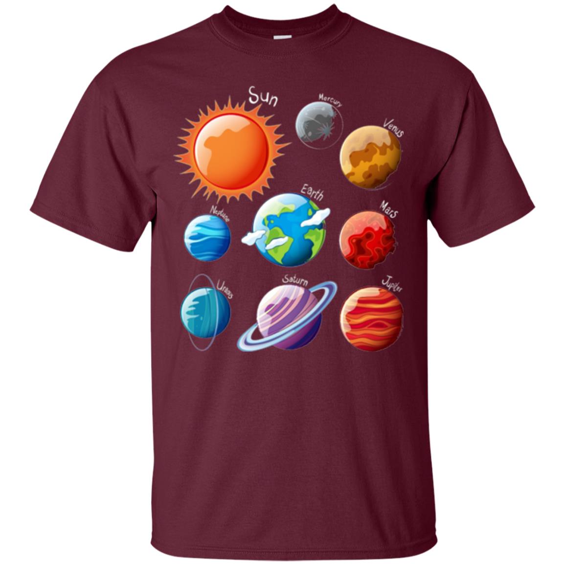 Solar System Planets T-shirt Maroon