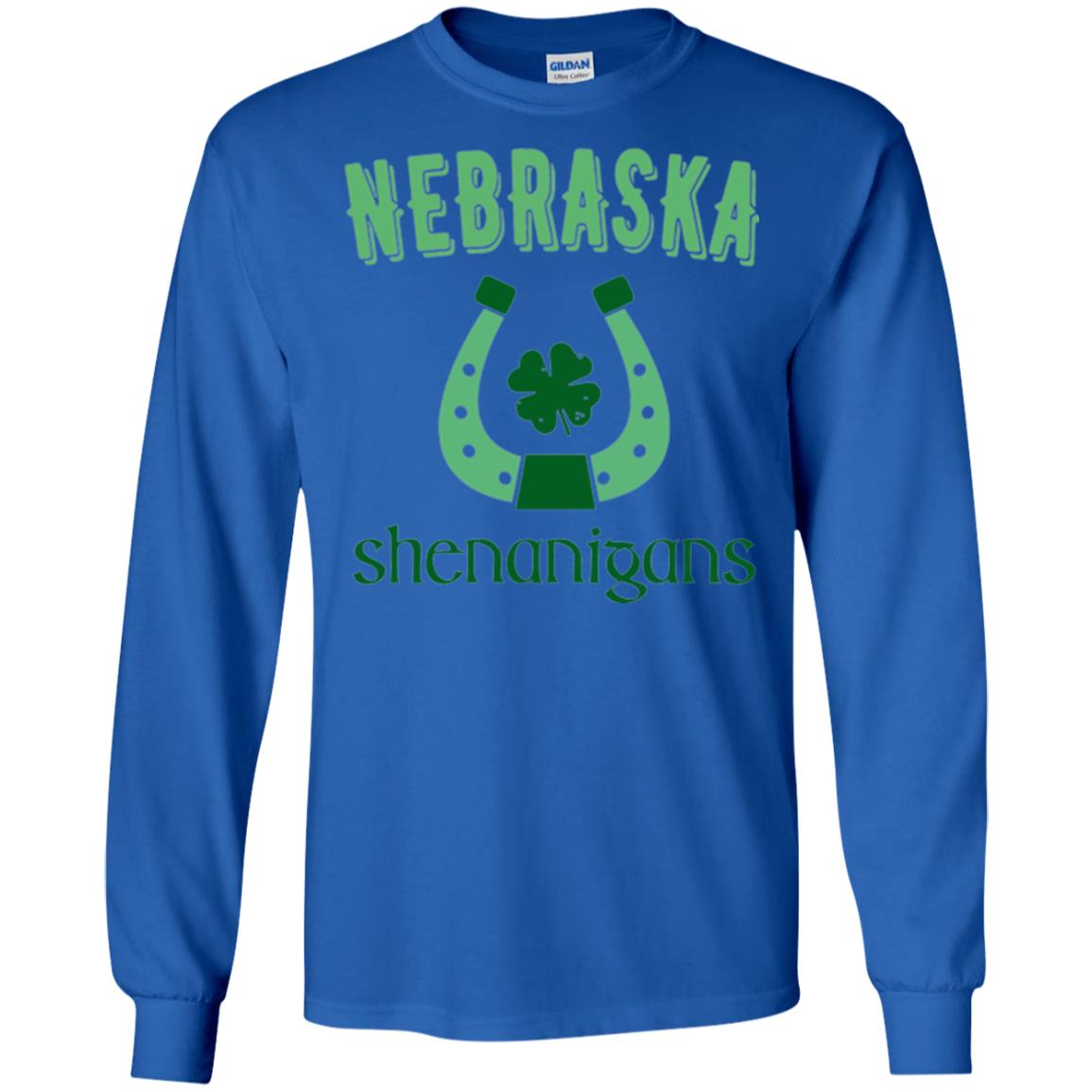 Nebraska Shenanigans Horseshoe Clover St Patrick_s Day T-shirt Royal