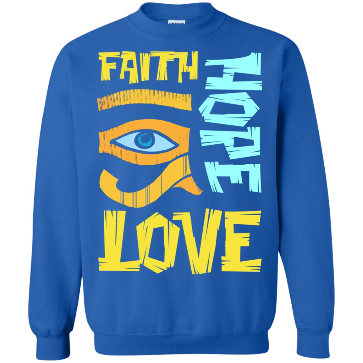 Faith Hope Love Christian T-shirt Royal