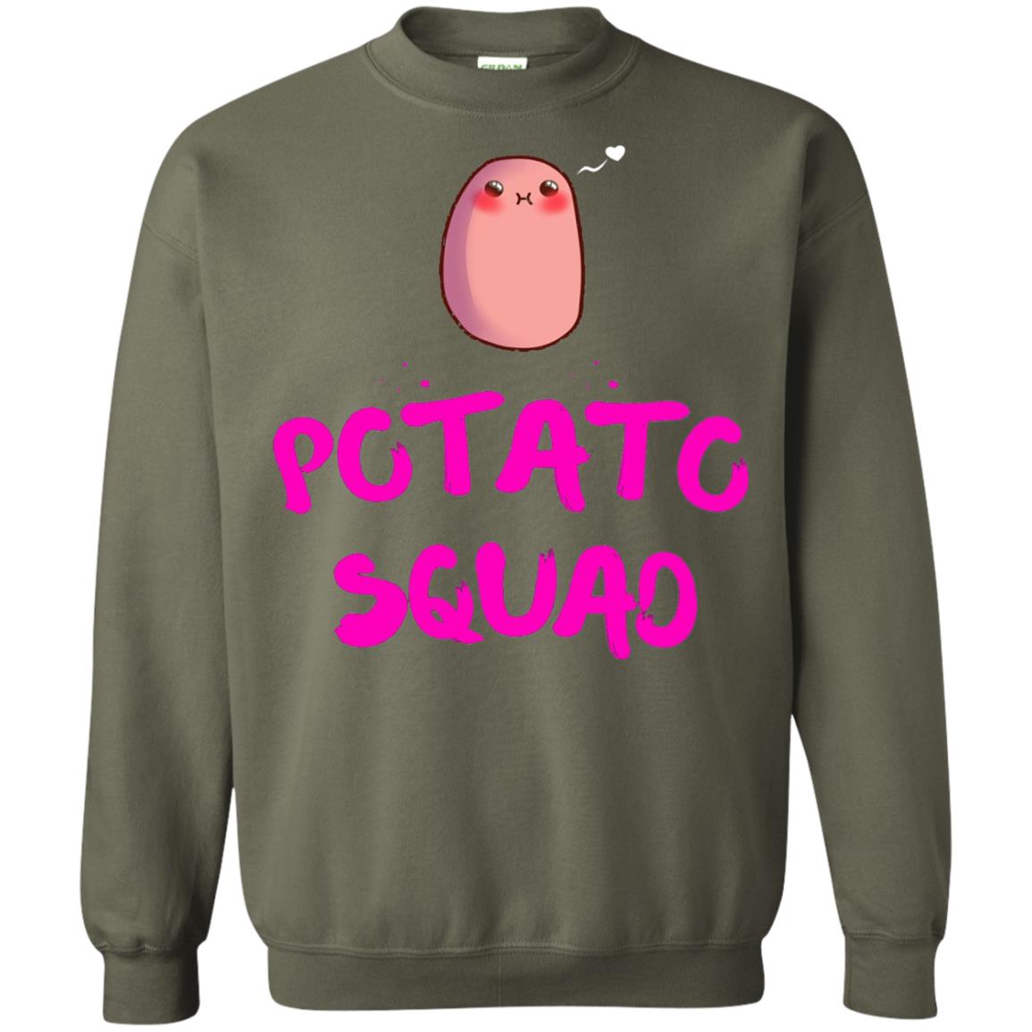 Cute Potato Squad T-shirt I Love Potato Military Green