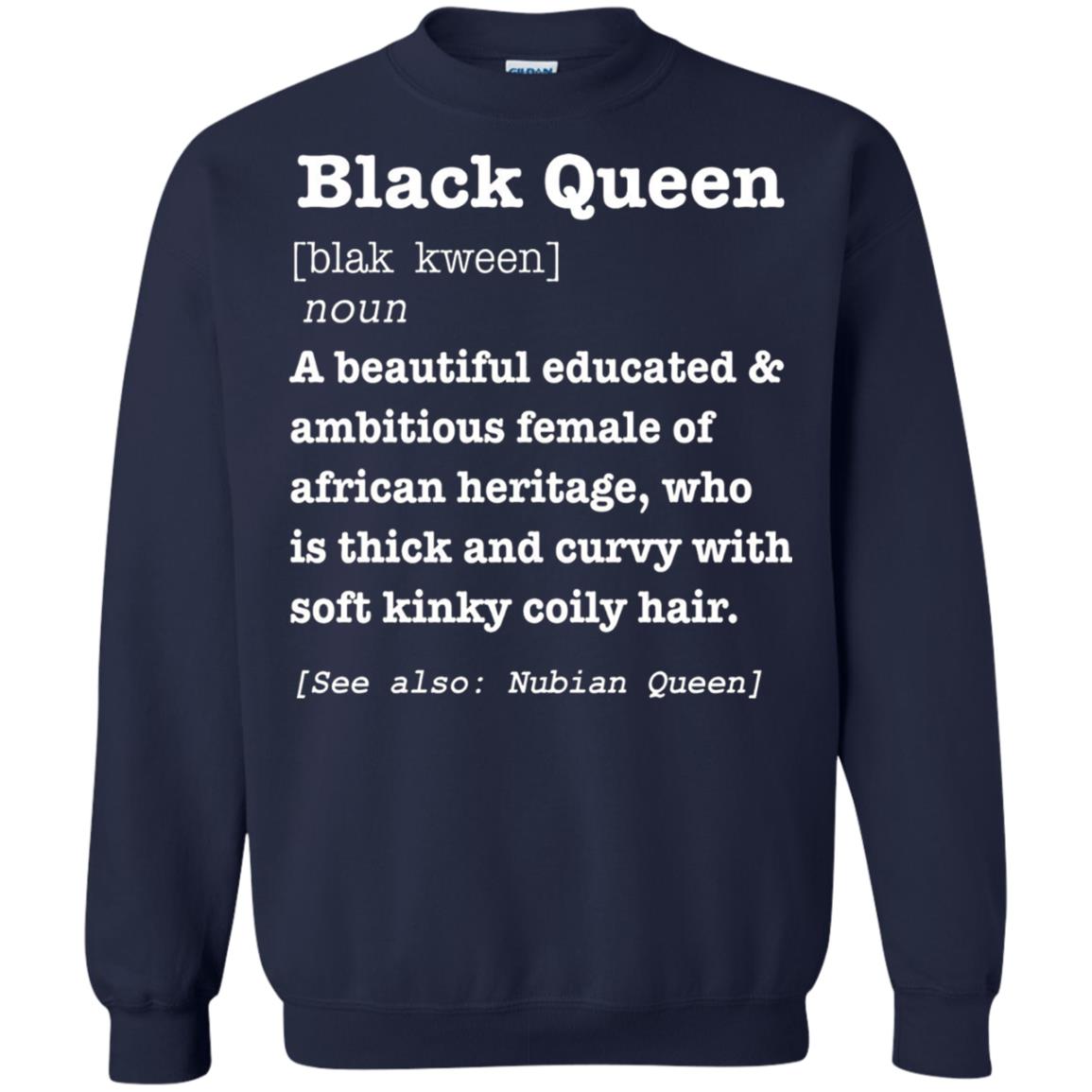 African Pride Melanin Educated T-shirt Black Queen Definition Navy