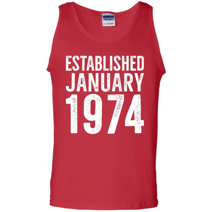 Established January 1974 43rd Birthday T-shirt Red