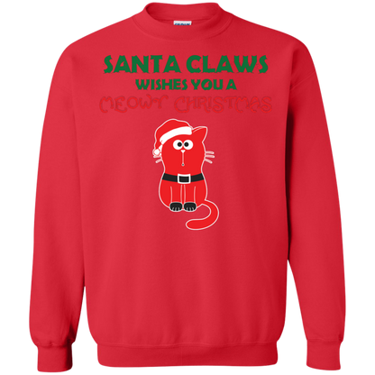Christmas T-shirt Santa Claws Wishes You A Meowy Christmas Red