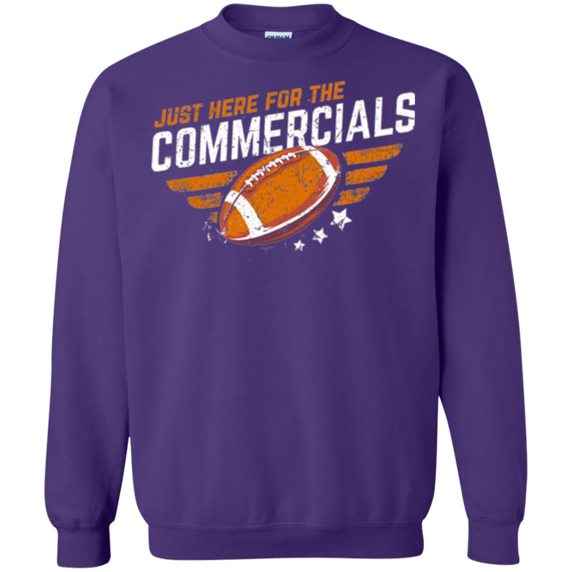 Football Lover T-shirt Just Here For The Commercials Purple