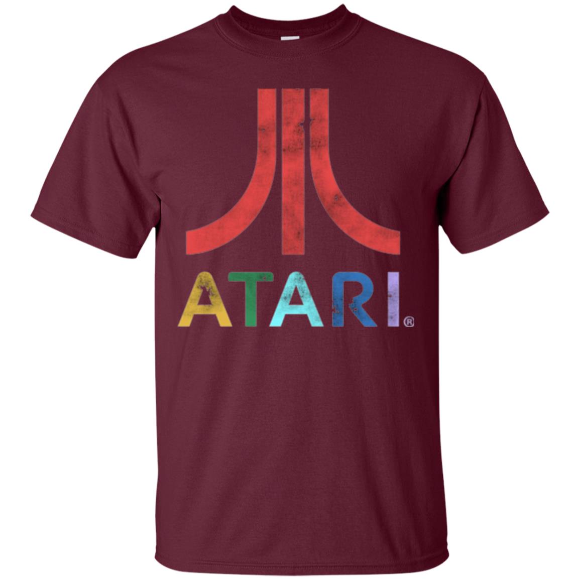 Colorful Retro Atari Gaming Logo T-shirt Maroon