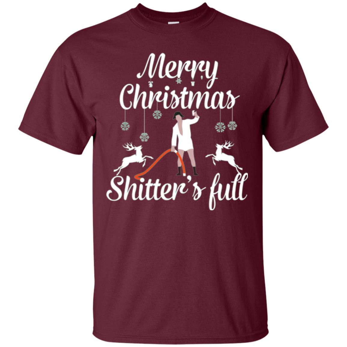 Christmas T-shirt Reindeer Merry Christmas Shitter's Full Maroon