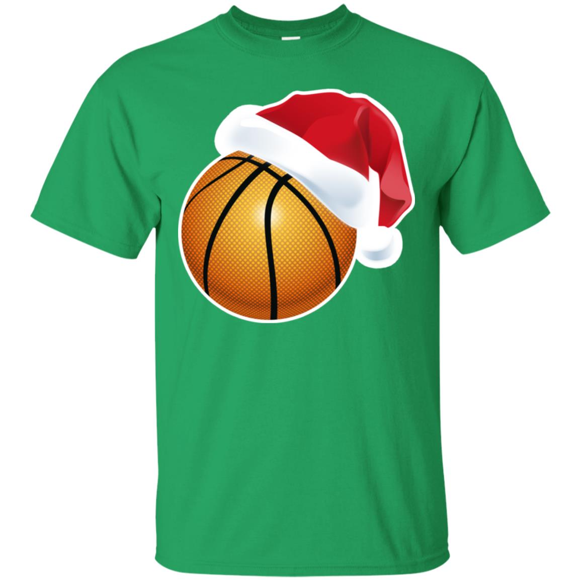 Basketball With Santa Claus Hat X-mas Shirt For Basketball Lovers Irish Green