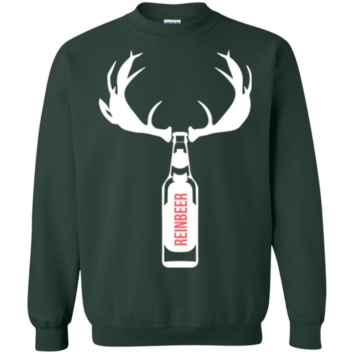 Christmas T-shirt Funny Christmas Reinbeer Forest Green