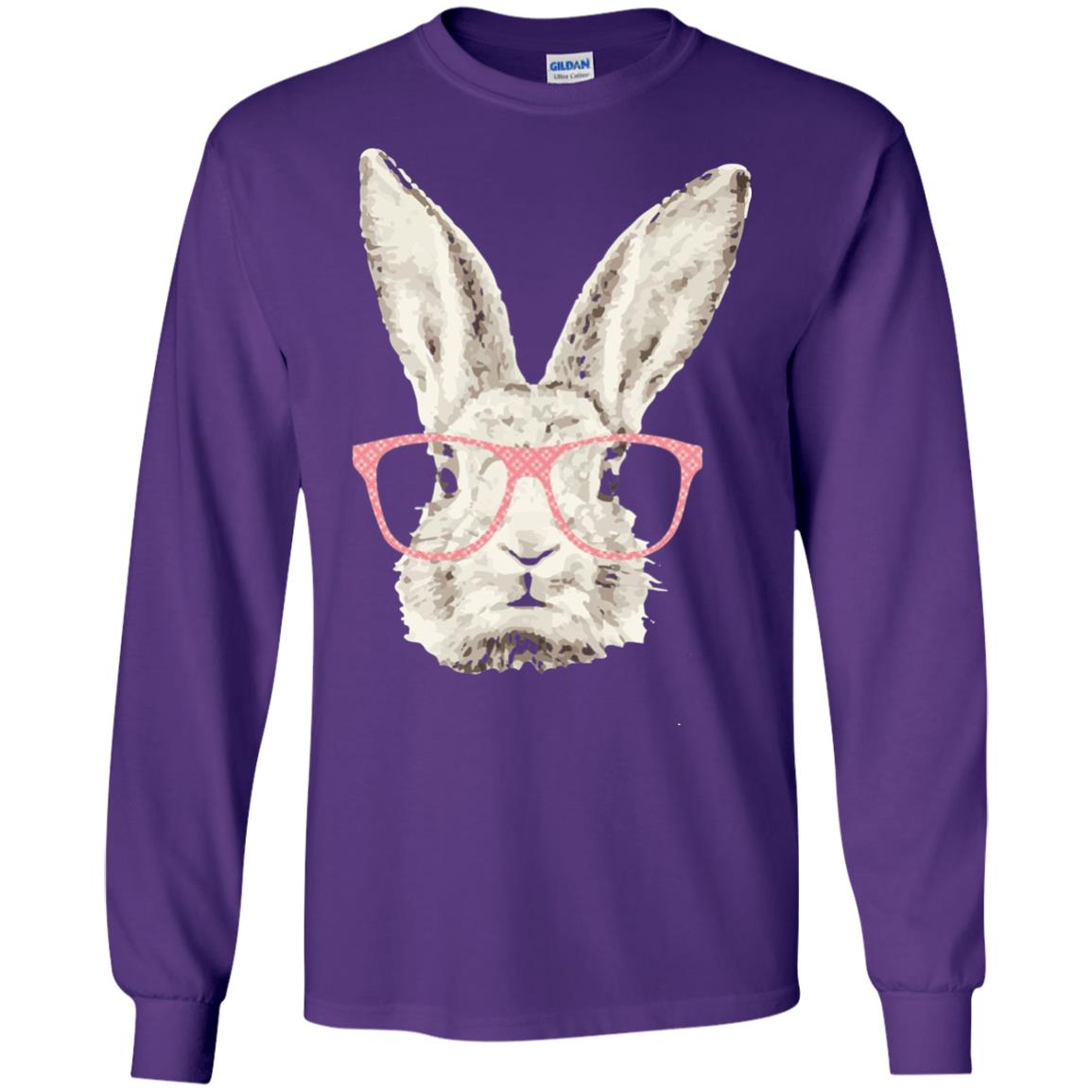 Easter Bunny Rabbit Pink Glasses Funny Hipster Shirt Purple