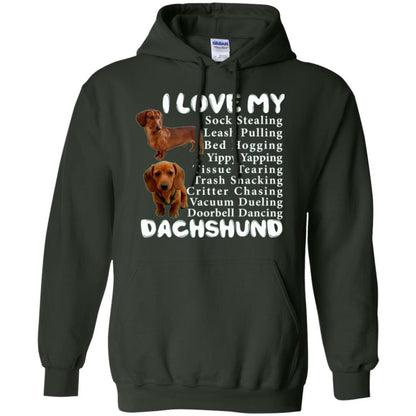 Dachshund T-shirt Sock Stealing Bed Hogging Forest Green